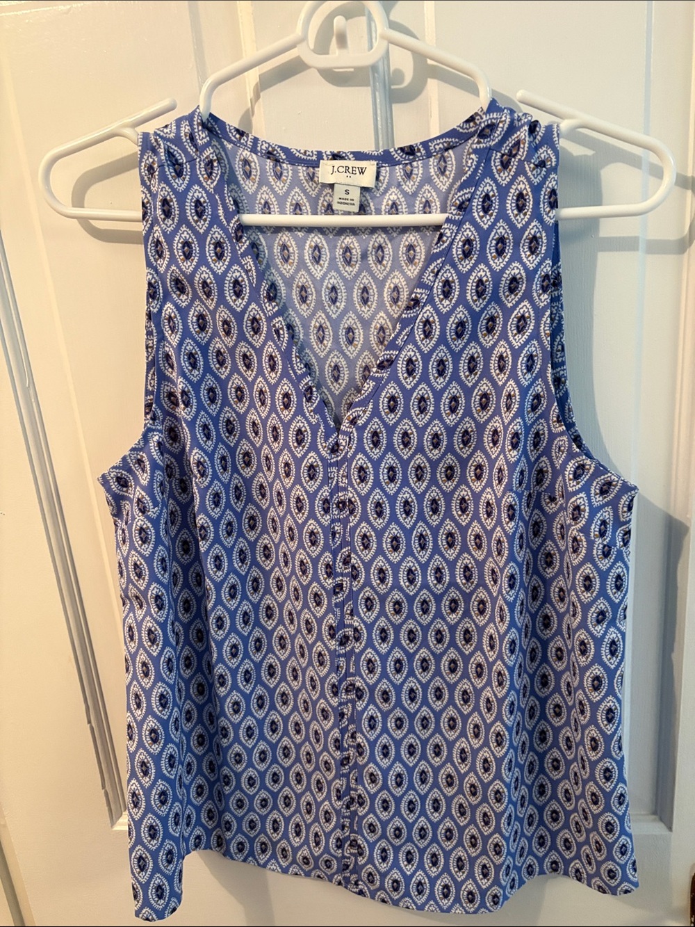 J. Crew Blue Printed Sleeveless Button-Front Camisole